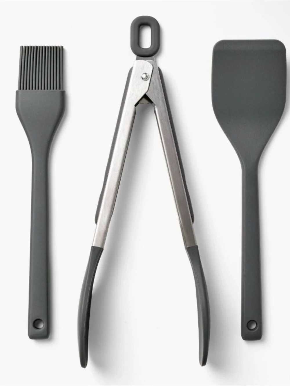 Figment Gray Silicone  Tongs and Utensil Set - NWT